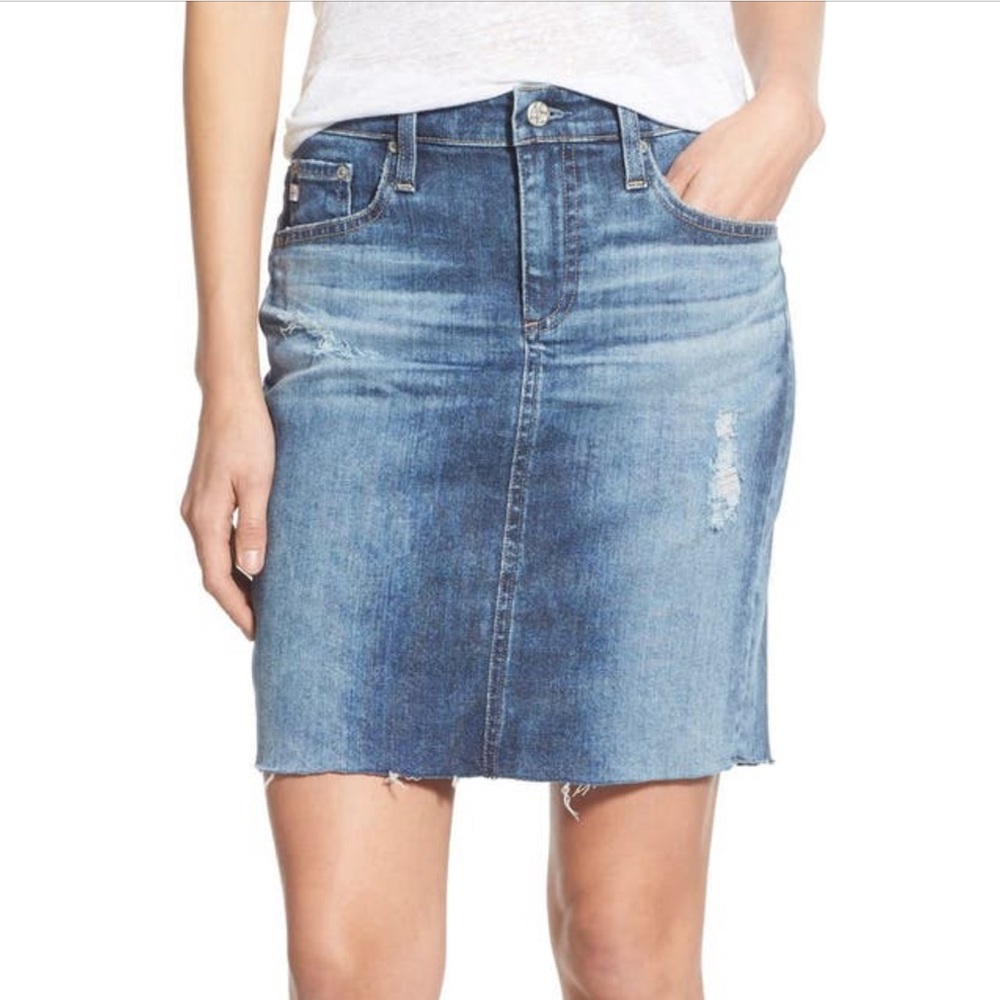 EUC AG Erin Cutoff Denim Skirt, size 28